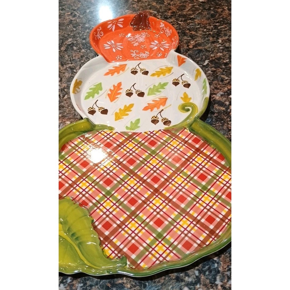 Temptations By Tara Fall Pumpkin Platter Thanksgiving Tabletop Decor